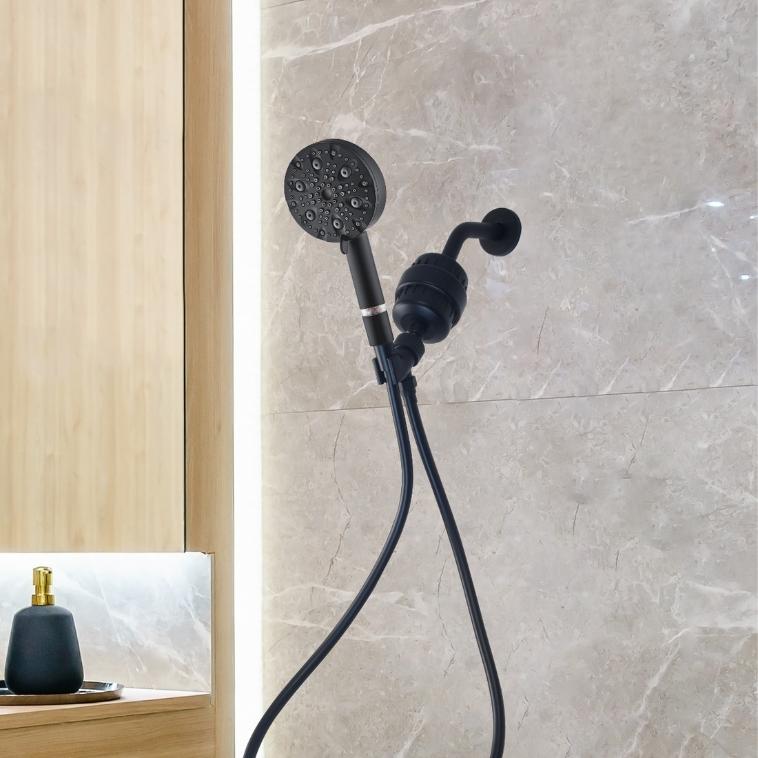 Luxe 9 Mode Showerhead Complete Shower Kit