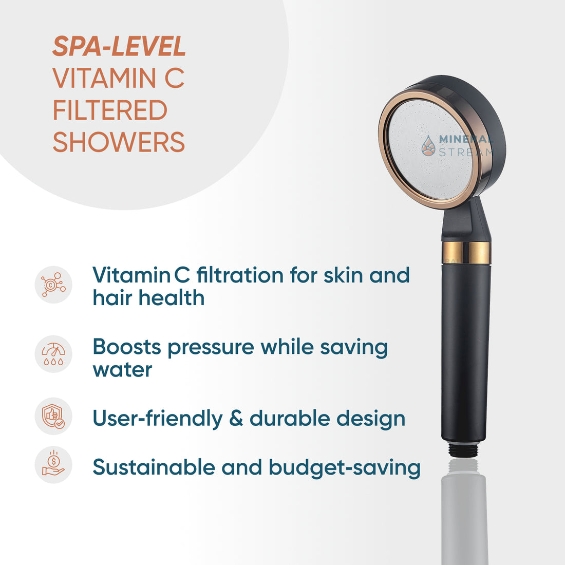Pommeau de douche MineralStream™ BLACK - Kit Essentiel Vitamine C