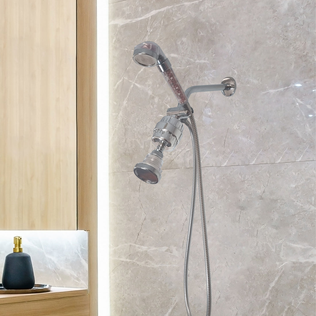 Système de douche double ionique LED