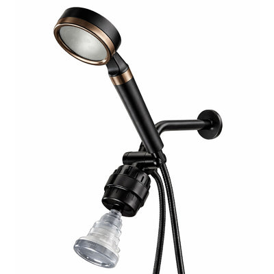 MineralStream™ BLACK - Vitamin C Dual Shower System - front view of bundles by Mineral Stream